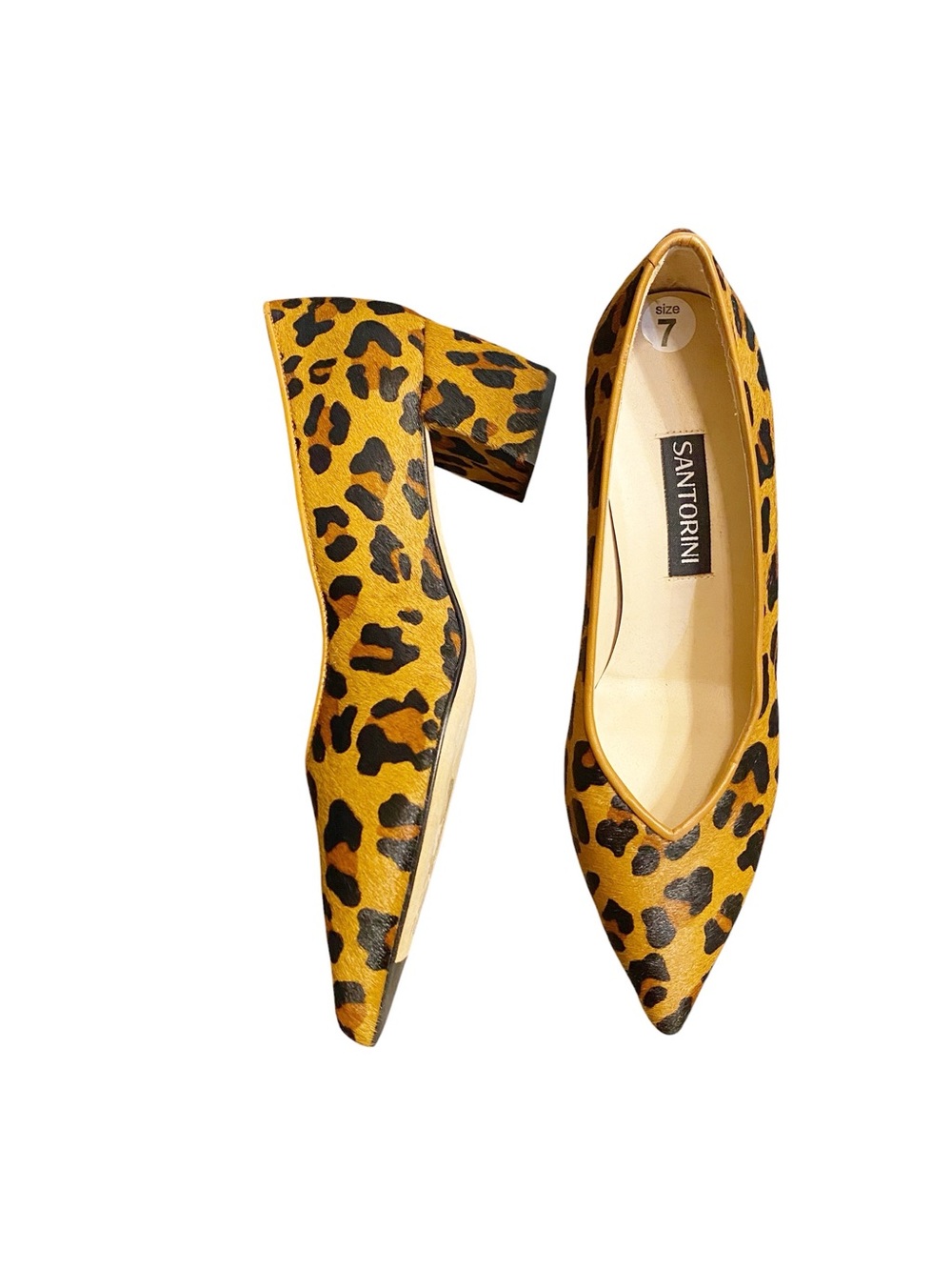 Santorini Leopard Calf Hair Leather Pumps Heels Spain 7